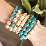 Beaded bracelets set chunky golden beads