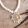 Boho Coin and Pearl Statement Necklace – Gold and Silver Tone