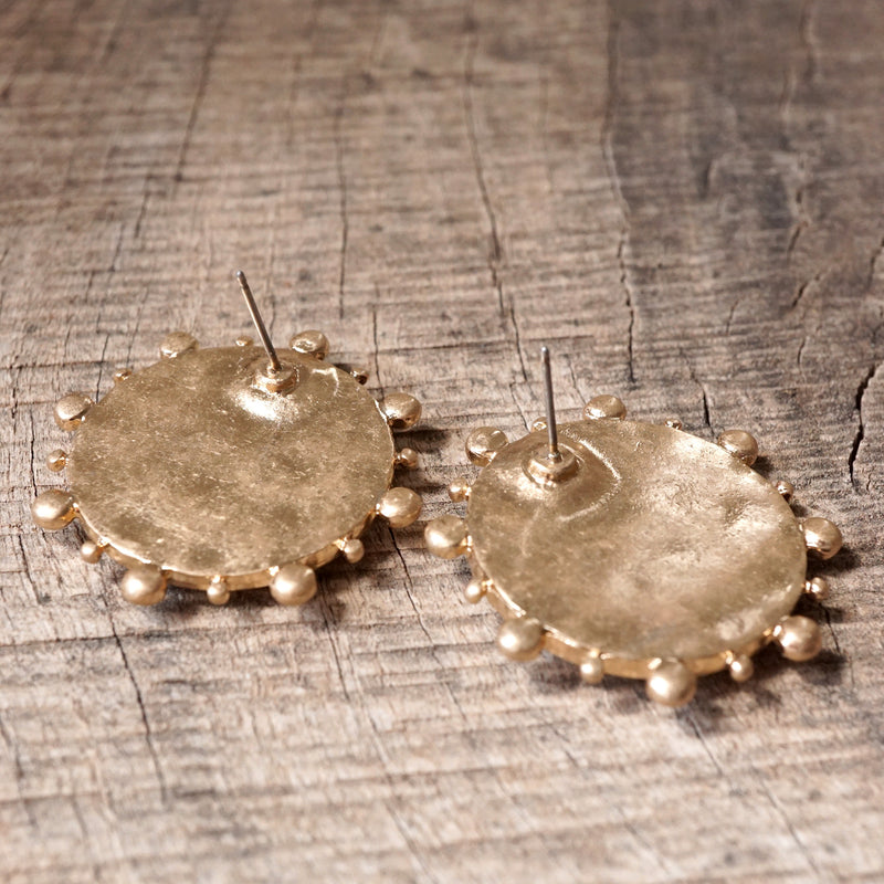 Boho Coin Statement Stud Earrings – Gold and Silver Tone