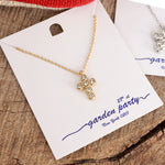 Classic Dainty Cross and Crystal Necklace – Gold and Silver Tones