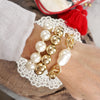 Chunky Chain and beads bracelet set pearlized and golden large ball beads