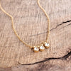 Dainty Crystal Bezel Necklace with Golden Ball Beads - Clear, Gray, Brown