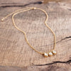 Dainty Crystal Bezel Necklace with Golden Ball Beads - Clear, Gray, Brown