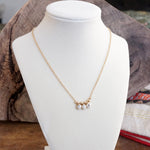 Dainty Crystal Bezel Necklace with Golden Ball Beads - Clear, Gray, Brown