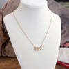 Dainty Crystal Bezel Necklace with Golden Ball Beads - Clear, Gray, Brown