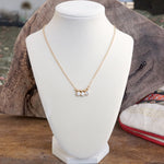 Dainty Crystal Bezel Necklace with Golden Ball Beads - Clear, Gray, Brown