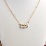 Dainty Crystal Bezel Necklace with Golden Ball Beads - Clear, Gray, Brown