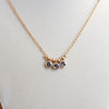 Dainty Crystal Bezel Necklace with Golden Ball Beads - Clear, Gray, Brown