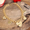 Multi-Heart Bling Charm Statement Necklace – Gold Tone