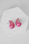 Puffed Teardrop bubble Studs Earrings Pink Purple White