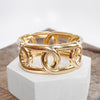 Chunky Chain Statement Bangle Bracelet in gold tone with hinge