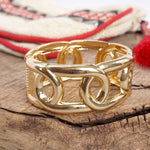 Chunky Chain Statement Bangle Bracelet in gold tone with hinge