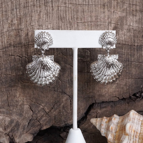 Sea Life Coastal Shells Earrings – Silver Tone