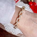 Chain Design Pavé Hinge Bangle – Gold Tone