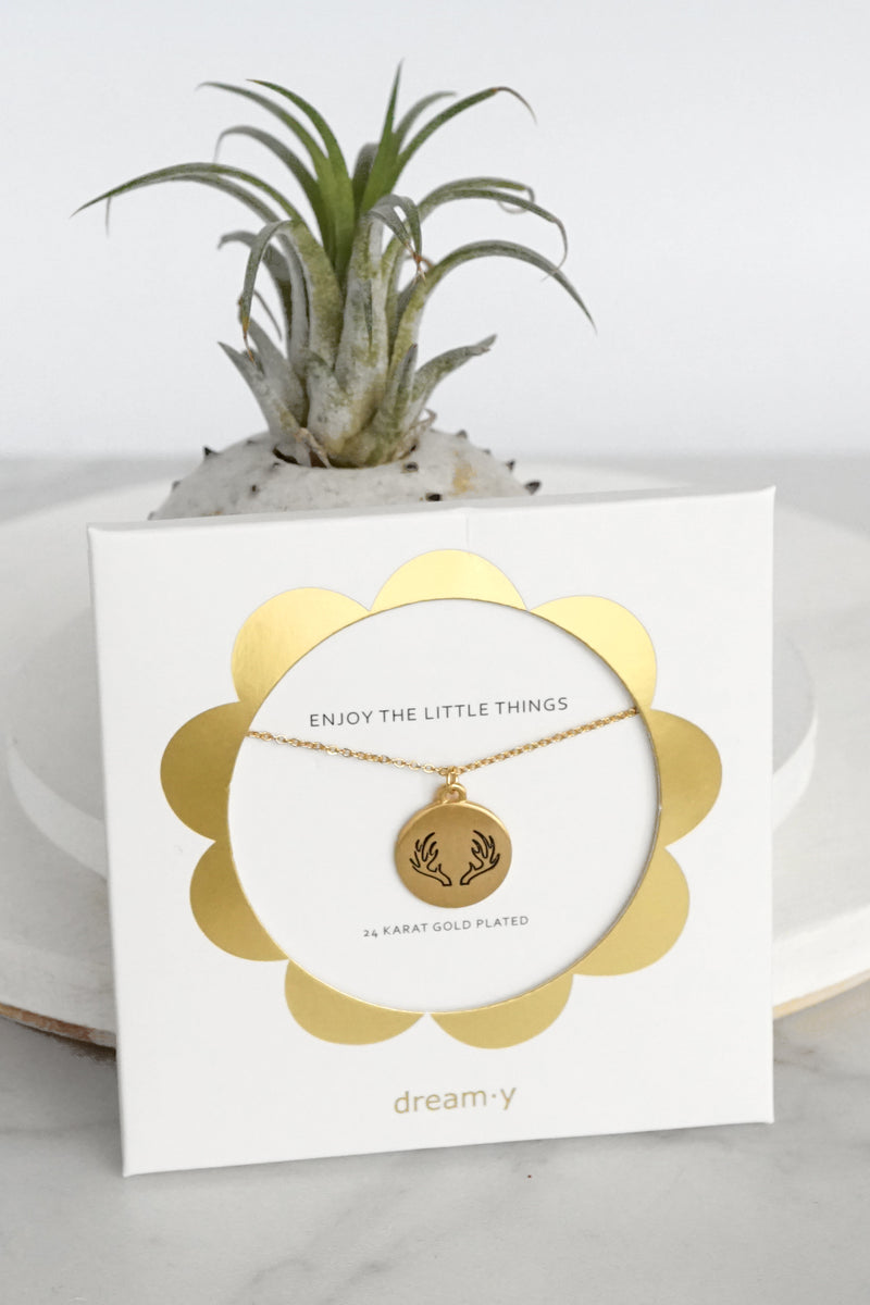 Antlers - 24K Gold Plated Coin Dainty Necklace