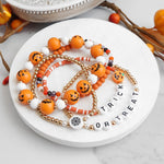 Halloween Bracelets Stack Set Boo Trick or Treat Orange Black Stackable bracelet