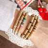 Semi-Precious and Gold-Tone Heishi Disk Beaded Bracelet Sets – Neutrals and Multicolor