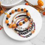 Halloween Bracelets Stack Set Boo Trick or Treat Orange Black Stackable bracelet