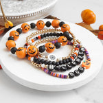 Halloween Bracelets Stack Set Boo Trick or Treat Orange Black Stackable bracelet