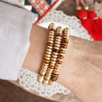 Semi-Precious and Gold-Tone Heishi Disk Beaded Bracelet Sets – Neutrals and Multicolor