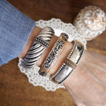 The Turning Point – Chunky Textured Stretchy Bangle in Silver or Two-Tone