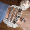 Whispers of Silver – Delicate Stretchy Bangles with Crystal and Heart Details