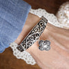 Graceful Whimsy – Classic Filigree Stretchy Bangle with Charm