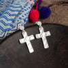 Cross Hammered Distressed Drop Earrings - Silver Tone