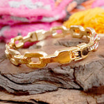 Chain Design Pavé Hinge Bangle – Gold Tone