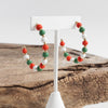 Wood Beads Christmas Hoop Earrings Red White Green