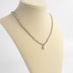 Short Necklace Glass Beads Freshwater Pearl pendant Light Grey