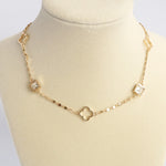 Clover station dainty short necklace with crystals in Gold and Silver Tones