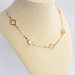 Clover station dainty short necklace with crystals in Gold and Silver Tones