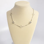 Clover station dainty short necklace with crystals in Gold and Silver Tones