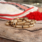 Semi-Precious and Gold-Tone Heishi Disk Beaded Bracelet Sets – Neutrals and Multicolor