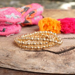 Ball Beaded Multi-Size Stretch Bracelet Stack – Gold Tone