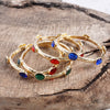 Jeweled Golden Bangle - with Faceted glass oval Christmas colorful jewels