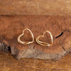 Wire-Inspired Heart Stud Earrings – Gold Tone