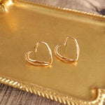 Wire-Inspired Heart Stud Earrings – Gold Tone