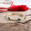 Jeweled Golden Bangle - with Faceted glass oval Christmas colorful jewels