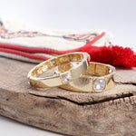 Stretchy Stackable Station Bangles Gold Tone Clear Crystals