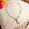 Front Toggle Puffy Heart Paperclip Necklace – Gold Tone