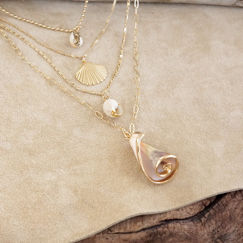Tidebound Treasures – 4-in-1 Sea Life Multi-Layer Pendants Necklace