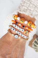 Halloween Bracelets Stack Set Boo Trick or Treat Orange Black Stackable bracelet