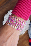 Stretchy Bracelets Stack with Rhinestones in Pinks