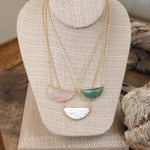 Semi Precious Dainty Necklace - Pink Green White