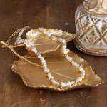Golden Drift – Dainty Necklace with Faux Pearls and Nugget Beads