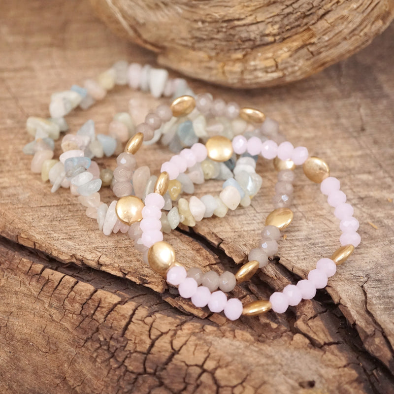 Boho Beads Bracelets set with Semi Precious nuggets stone beads