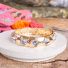 Eternity Statement Bangle Gold Silver Tone Pearls Crystals