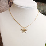 Bow Necklace - Short dainty herringbone chain in gold tone